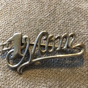 Vintage #1Mom Thailand 925 Sterling Silver Brooch